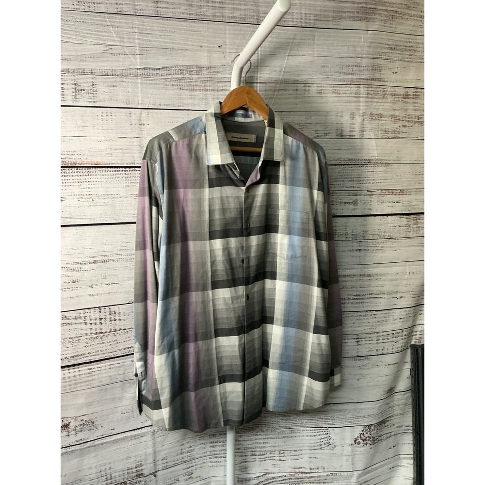 Tommy Bahama Mens Plaid Button Up Long Sleeve Shirt